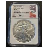 2017 Silver Eagle First Day of Issue NGC MS70