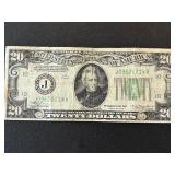 1934 Green Seal $20 Dollar Federal Reserve Note