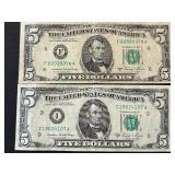 1981 A Green Seal $5 Dollar Federal Reserve Notes