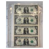 2003 Uncut Sheets of $1 and $2 Dollar Notes