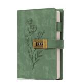 Combination Lock Diary for Women with Flower Design, Green - Brand New Combination Lock Diary for Women with Flower Design, Green - Brand New
