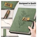 Combination Lock Diary for Women with Flower Design, Green - Brand New Combination Lock Diary for Women with Flower Design, Green - Brand New