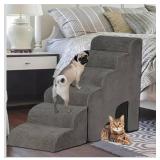 Dog and Cat Stairs for Bed, 6-Step Foam Pet Steps, Grey - Brand New *B Dog and Cat Stairs for Bed, 6-Step Foam Pet Steps, Grey - Brand New *B