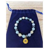 Sunflower Beaded Confirmation Bracelet in Gift Pouch - Brand New Sunflower Beaded Confirmation Bracelet in Gift Pouch - Brand New
