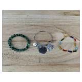 Assortment of Bracelets: Sister Charm, Green Jade Stretch, Boho Bead - Brand New Assortment of Bracelets: Sister Charm, Green Jade Stretch, Boho Bead - Brand New