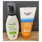 6 oz Aveeno Positively Radiant Cleanser and 5 fl oz Eucerin Sunscreen Lotion - Brand New 6 oz Aveeno Positively Radiant Cleanser and 5 fl oz Eucerin Sunscreen Lotion - Brand New