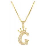 Gold Plated Crown Letter G Pendant Necklace, Cubic Zirconia - Brand New Gold Plated Crown Letter G Pendant Necklace, Cubic Zirconia - Brand New