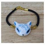 YangYong Ceramic Fox Bracelet: Kitsune Mask, Black Cord - Brand New YangYong Ceramic Fox Bracelet: Kitsune Mask, Black Cord - Brand New