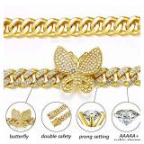 Cuban Link Butterfly Bracelet with Cubic Zirconia, Gold Tone - Brand New Cuban Link Butterfly Bracelet with Cubic Zirconia, Gold Tone - Brand New