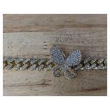 Cuban Link Butterfly Bracelet with Cubic Zirconia, Gold Tone - Brand New Cuban Link Butterfly Bracelet with Cubic Zirconia, Gold Tone - Brand New