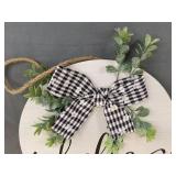 10.5 in Round Wood Hello Hanging Sign with Bow - Brand New 10.5 in Round Wood Hello Hanging Sign with Bow - Brand New