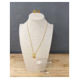 Gold-Tone Necklace and Post Earring Set - Brand New