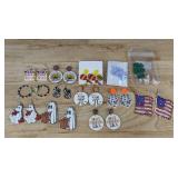 13 Pairs Novelty Pierced Earrings: Rhinestones, Education, Halloween, Etc. - Brand New 13 Pairs Novelty Pierced Earrings: Rhinestones, Education, Halloween, Etc. - Brand New