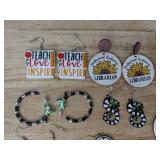 13 Pairs Novelty Pierced Earrings: Rhinestones, Education, Halloween, Etc. - Brand New 13 Pairs Novelty Pierced Earrings: Rhinestones, Education, Halloween, Etc. - Brand New