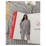 Cuddl Duds 3-Piece Ribbed Lounge Set X-Small Gray - New Cuddl Duds 3-Piece Ribbed Lounge Set X-Small Gray - New
