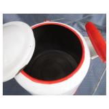 White/Red Enamel Vintage Coffee Pot