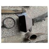 Cowbell, hatchet, misc