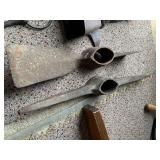 Cowbell, hatchet, misc