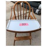 Vintage high chair, with metal tray