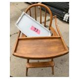 Vintage high chair, with metal tray