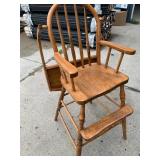 Vintage high chair, with metal tray