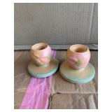 Weller pottery vase, holders
