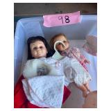 Vintage dolls with tote