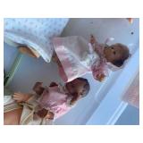 Vintage dolls with tote