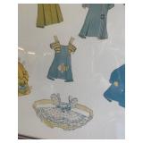 Shirley Temple framed paper clothing lot
