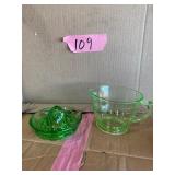 Uranium glass juicers and measure cups