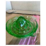 Uranium glass juicers and measure cups