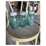 3 blue Jars with Lids