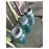 3 blue Jars with Lids