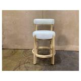 Sculptural Upholstered and Wood Boucle Counter Height Barstool Cream - Threshold Sculptural Upholstered and Wood Boucle Counter Height Barstool Cream - Threshold