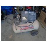 Devillbis 5 hp 20 gal air compressor. Used condition. Tested & works. Needs muffler. As shown.
