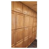 Red brown wall cabinets and doors
