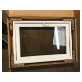TAFCO WINDOWS 32.25 in. x 22.25 in. White Double-Pane Insulated Glass Hinged Vinyl Hopper Inswing Basement Window with Screen   Customer Returns See Pictures