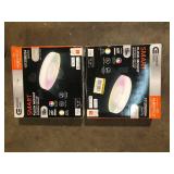 Lot of  Commercial Electric 13 in. White Smart Gradient Light Flush Mount with Bluetooth Speaker Powered by Hubspace   Customer Returns See Pictures