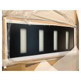 WRIGHTMASTER 36 in. x 80 in. Flush Right-Hand 4-Lite Frosted Glass Black Fiberglass Front Door Slab with Frame, Threshold, Hinge     Customer Returns See Pictures