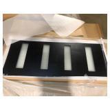WRIGHTMASTER 36 in. x 80 in. Flush Right-Hand 4-Lite Frosted Glass Black Fiberglass Front Door Slab with Frame, Threshold, Hinge     Customer Returns See Pictures