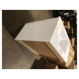 Home Decorators Collection Sedgewood 30.5 in. W x 18.75 in. D x 34.375 in. H Single Sink Bath Vanity in White with Arctic Solid Surface Top Slight Damage on Bottom  Customer Returns See Pictures