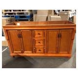 Home Decorators Collection Naples 60 in. W x 21.63 in. D x 34 in. H Bath Vanity Cabinet without Top in Warm Cinnamon  Customer Returns See Pictures