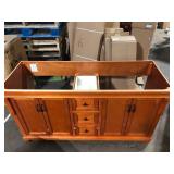 Home Decorators Collection Naples 60 in. W x 21.63 in. D x 34 in. H Bath Vanity Cabinet without Top in Warm Cinnamon  Customer Returns See Pictures