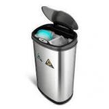 NINESTARS 13.2 Gal. Hands-Free Infrared Motion Sensor Trash Can/Stainless Steel Trash Cab   Customer Returns See Pictures