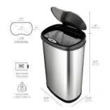 NINESTARS 13 Gal. Stainless Steel Touchless Metal Household Trash Can    Customer Returns See Pictures