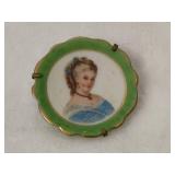 Antique Limoges Miniature Porcelain Plate Brooch