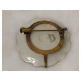 Antique Limoges Miniature Porcelain Plate Brooch