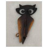 Retro Copper Owl Brooch Signed Kim