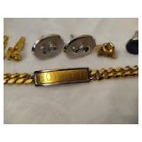 Assortment of Tie Tacks, ID Bracelet, Cufflinks & More