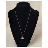 14K Gold Pendant w/Pearl & Chain